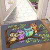 1pc Cartoon Owl Theme Entrance Mat, Four Brightly Colored Owls Perched On Branches, Suitable for Doorway, Kitchen, Living Room, Bedroom, Hallway, Laun
