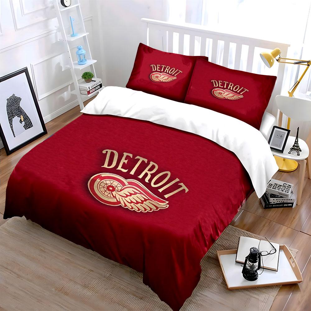 Detroit Logo Red Bedding Set Bedding Duvet Cover Set Duvet Cover Pillowcases (1 * Duvet Cover 2 * Pillowcases, Without Duvet Insert)
