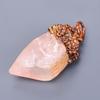 Fancy Natural Rose Quartz Rough Copper Best Sisters Gift Trendy Pendant Jewelry V-5