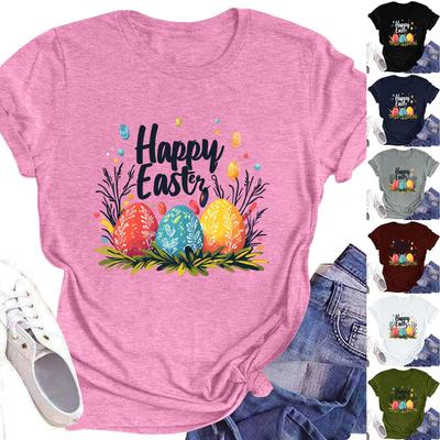 Women's Top Round Neck Casual Printed Short-sleeved T-shirt Top