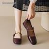 Women's Patent Leather Mary Jane Shoes Low Heel Square Toe Black Pumps Retro Female Ballerinas Soft Comfortable Shoes for Woman