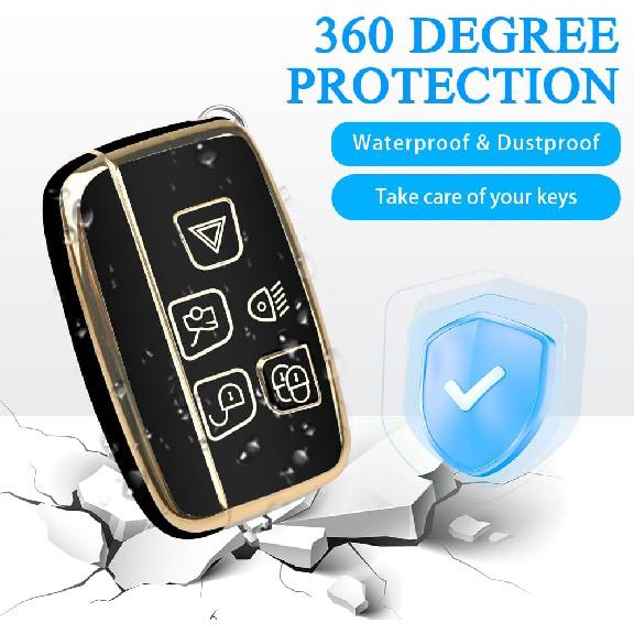 Für Land Rover Schlüsselanhänger Hülle mit Schlüsselring, Auto Schlüsselhülle Schale Schutzhülle 5 Tasten für | Range Rover Evoque Sport Velar | Land Rover Discovery LR4 a9