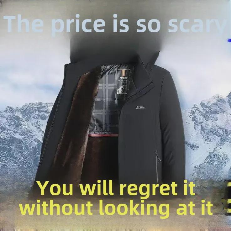 Herren Gold Samt Winterparka - Elegante Businessjacke für mittleres Alter