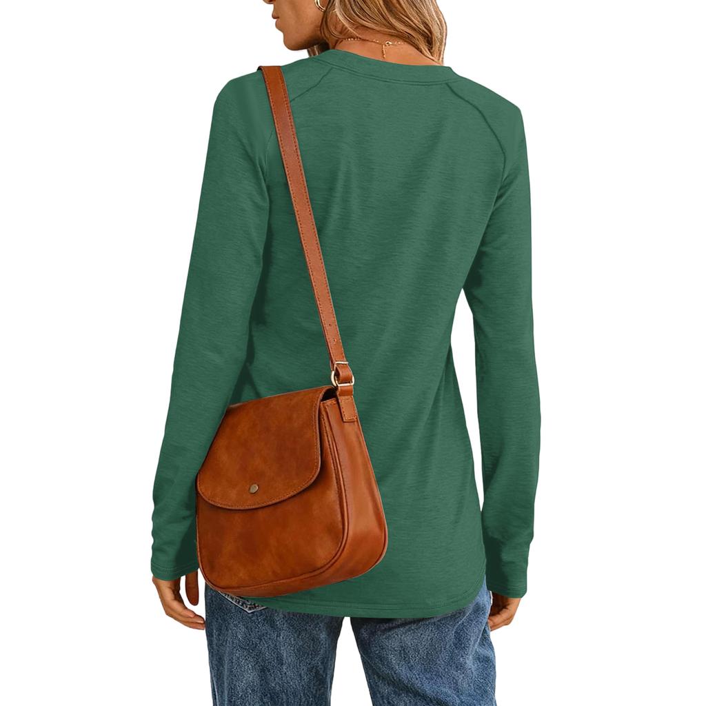 Women's Stylish ,color Round,neck Long,sleeved Top