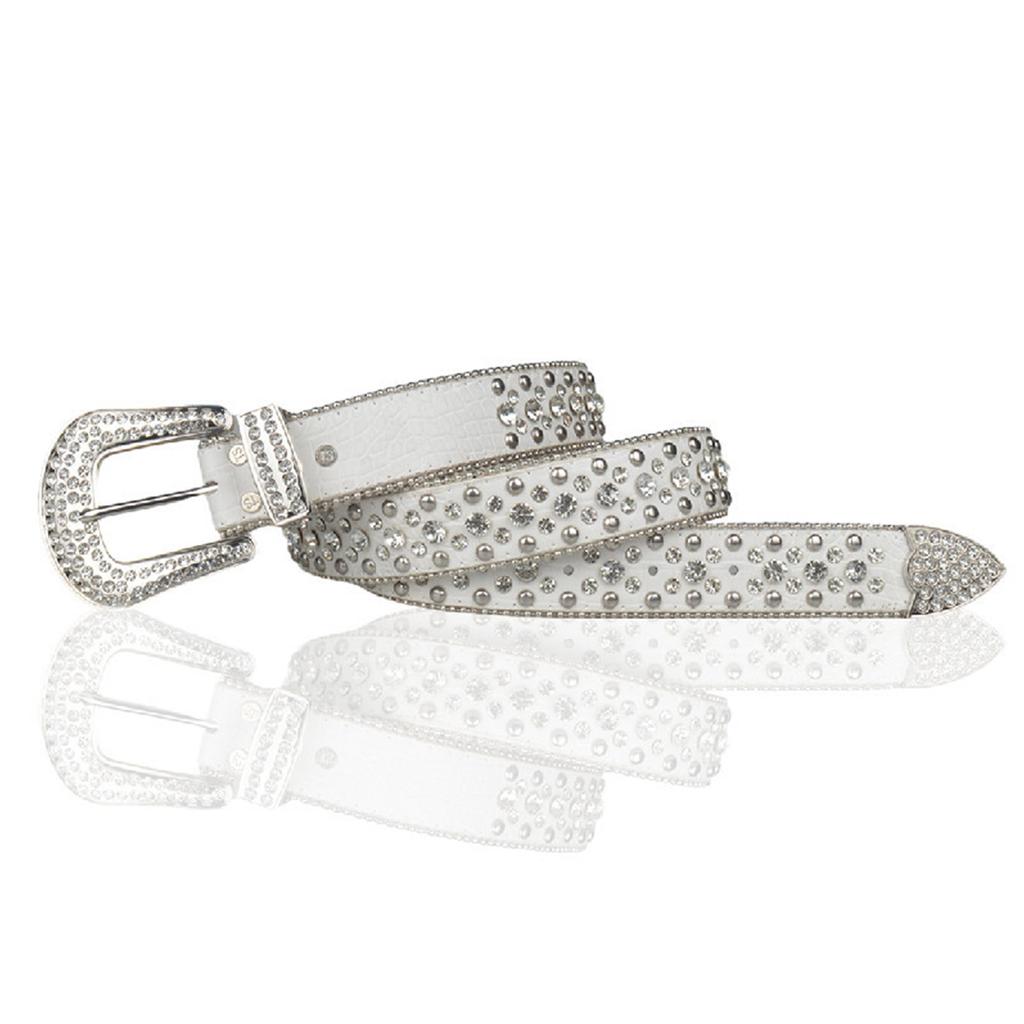 Rock Style Waist Belt with Shinning Rhinestone for Woman Men Jeans Formal Dress