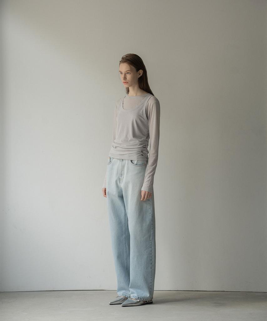 Mosyupamosyu Layered Long Sleeve [Light Gray]