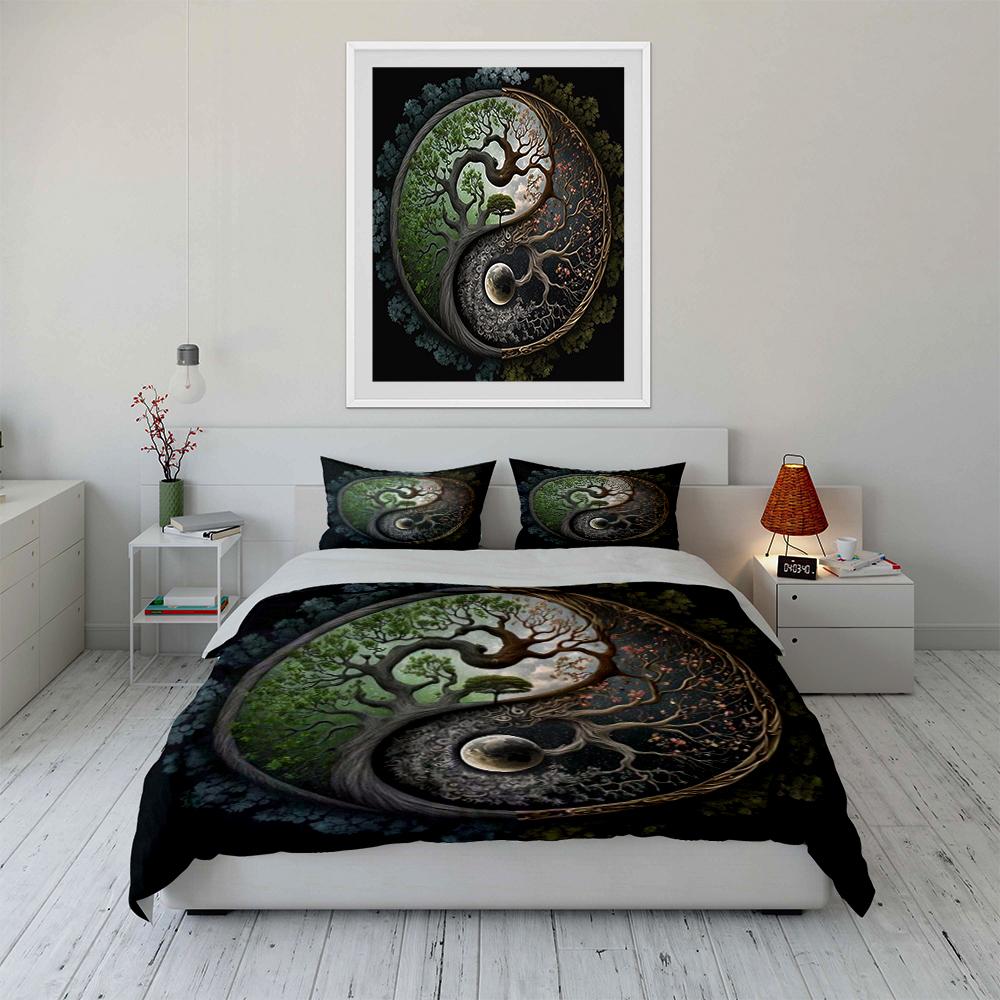 Yin Yang Tree Design Bedding Set Bedding set (1 duvet cover, 2 pillowcases, duvet not included)