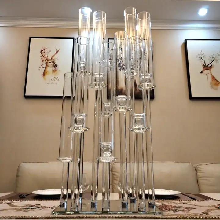 Wholesale Crystal Candelabra Candle Holder Custom Wedding Crystal Candelabra Table Centerpieces Deco (clear,120MM)