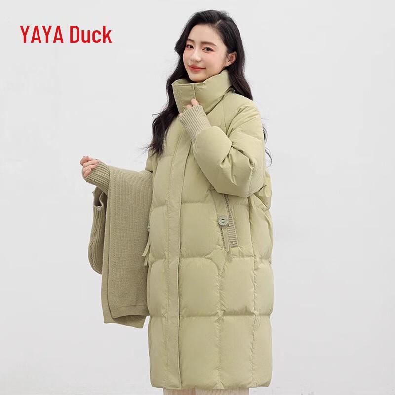 

Женский длинный утолщенный пуховик с капюшоном Yaya с трикотажной отделкой-шалью S