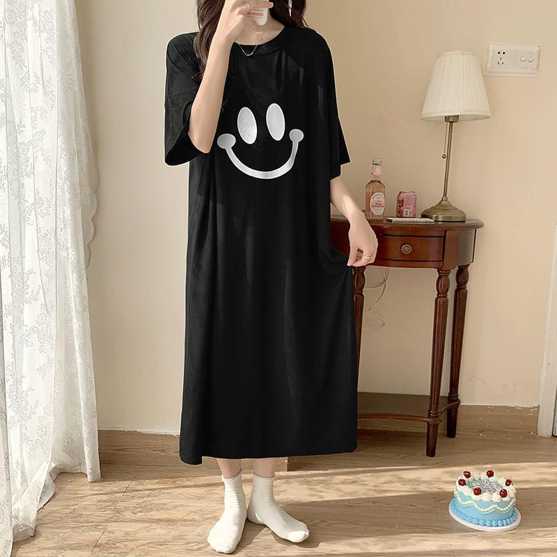 Imitation Cotton Silk Maternity Nightdress for Plus-Size Women, Lightweight Summer Pajamas, Trendy Wear for Expecting Mothers