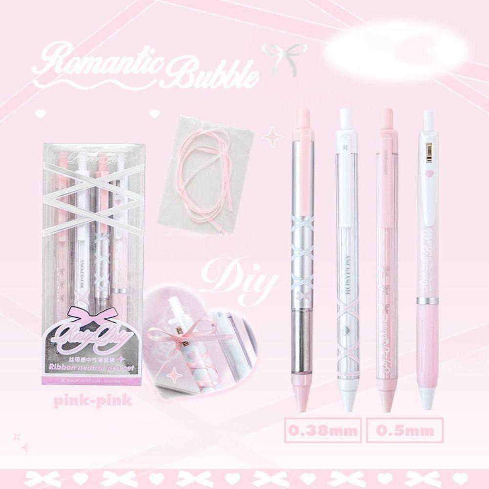 4Pcs/set 0.38mm/0.5mm Gel Pens Set Stationery Neutral Pen Set High Quality Black Ink Press Gel Pen