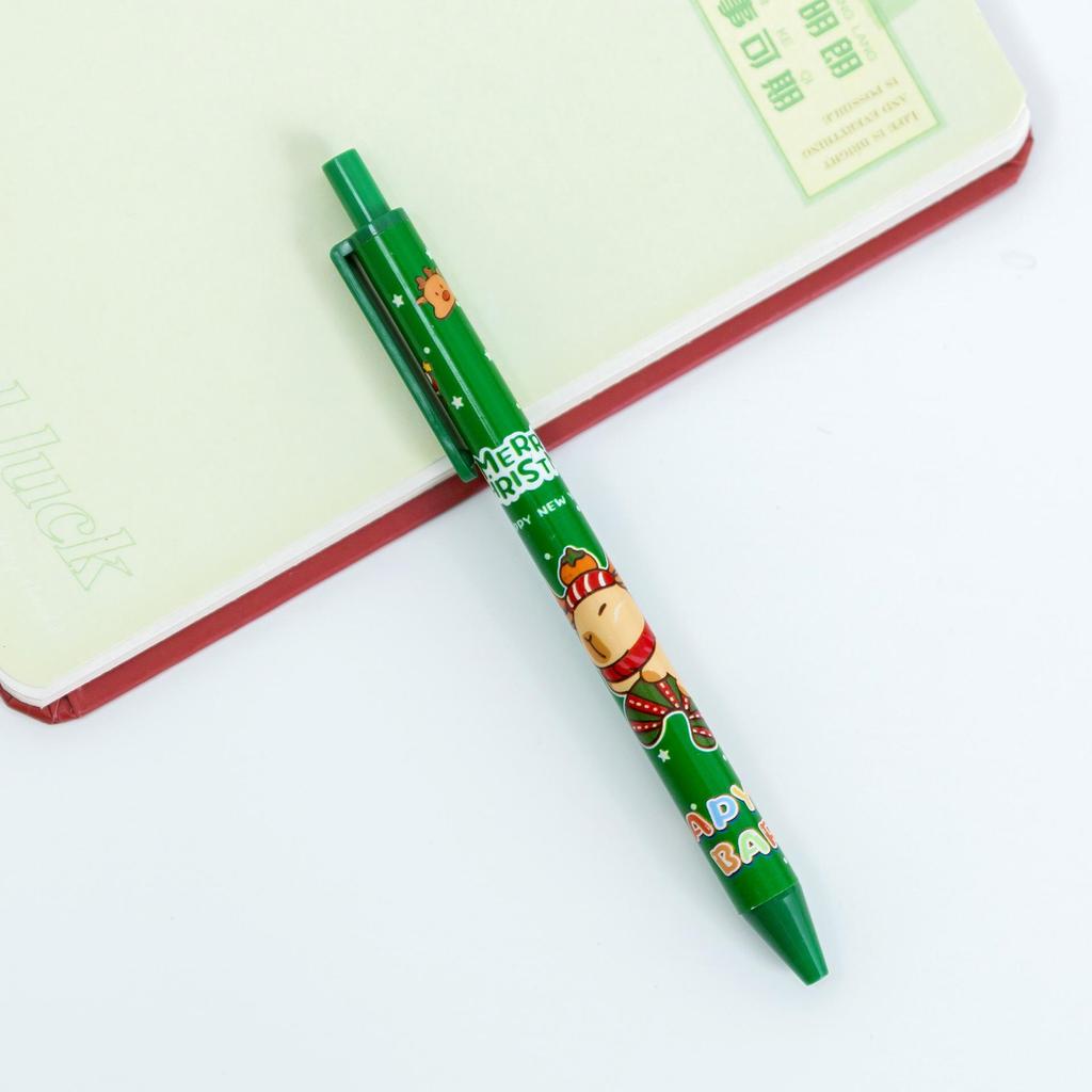 Capybara Christmas Gel Pen: Cartoon Student 0.5mm Black Ballpoint Push Pen - Fun Holiday Stationery Gift