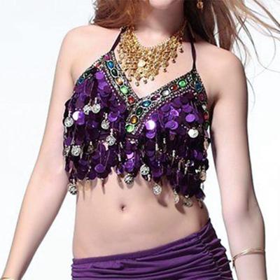 Women Tassel Sequin Nightclub Belly Dance Bra Performance Top Show Costumes Halter Bra