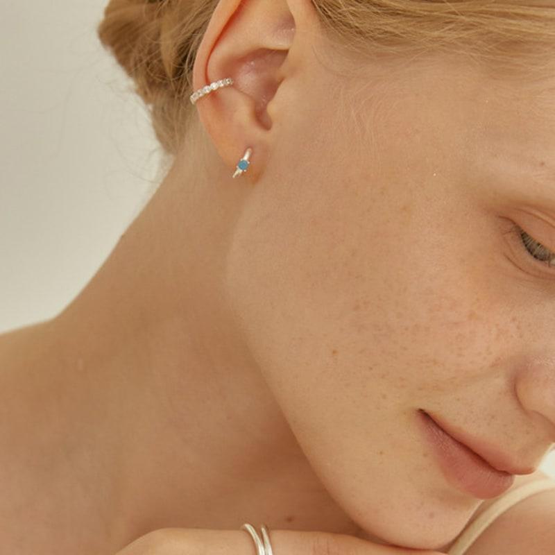 LUNNE Silver Flower Dot Q Ear Cuff #LSE06