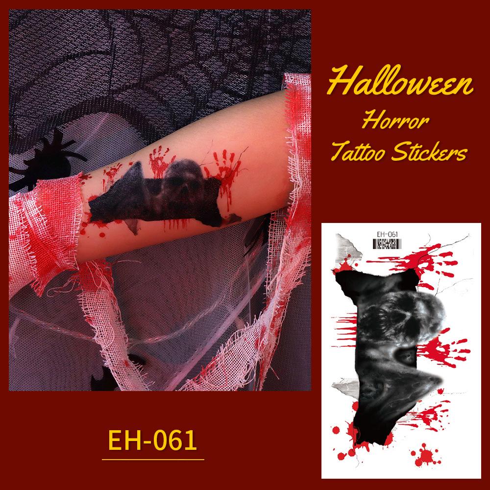 Wasserdichte Halloween-Grusel-Narben-Tattoo-Aufkleber mit Kreuzmuster für Gesicht und Arme