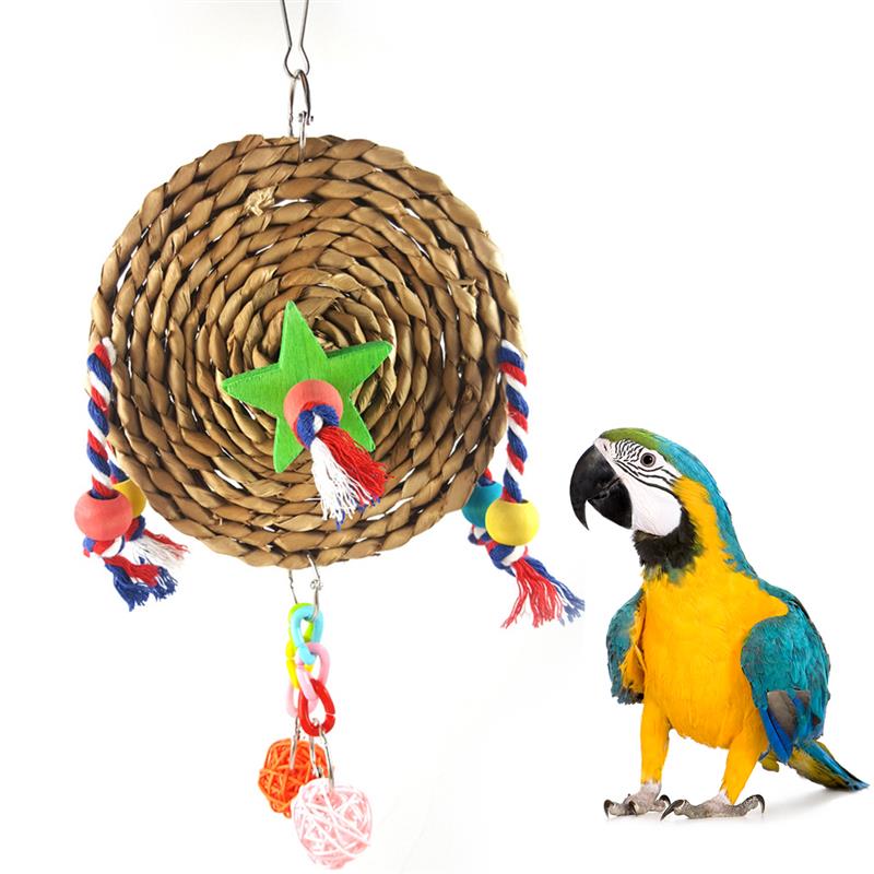 Buy 1 Piece Parrot Chewing Toy Creative Round Grass Woven Bird Cage