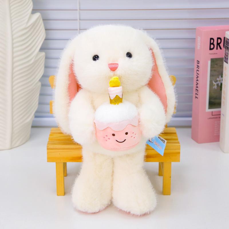 

New cute rabbit plush toy big-eared rabbit doll grab machine doll throw pillow doll birthday gift 35cm