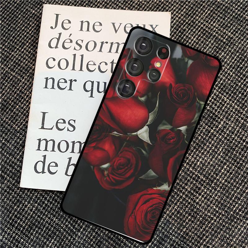 Red Rose Flower Case For Samsung Galaxy S25 Ultra S20 S21 S22 S23 S24 Ultra S9 S10 Plus S24 FE Back Cover