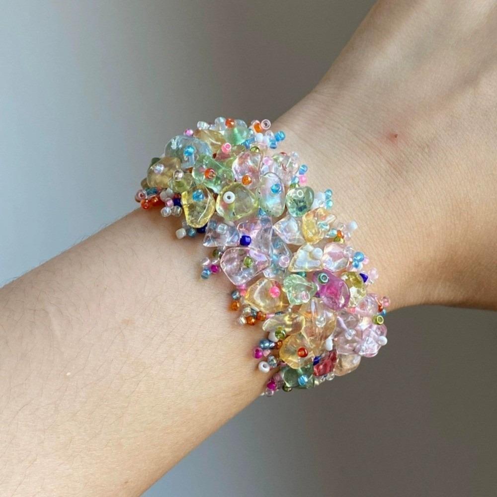 Fairycore Gravel Stone Bracelet Folkways Bohemian Beaded Cuff Resort Photo Props