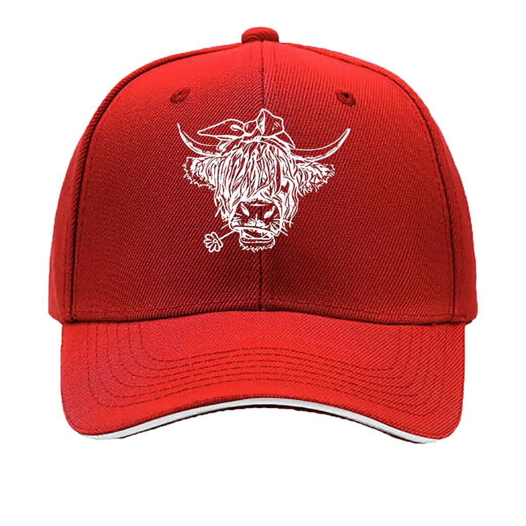 UnisexS Black Baseball Cap with Bull Head Print Stylish Versatile and Trendy Outdoor Hat for Casua Sandwich Baseball Cap