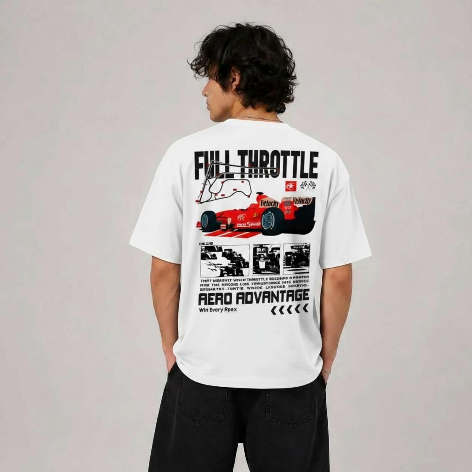 Oversized Formula 1  Full Throttle  T-Shirt — Graphic Tee Racing Vintage, Motosport Gift, Unisex, Formula 1 Tee M