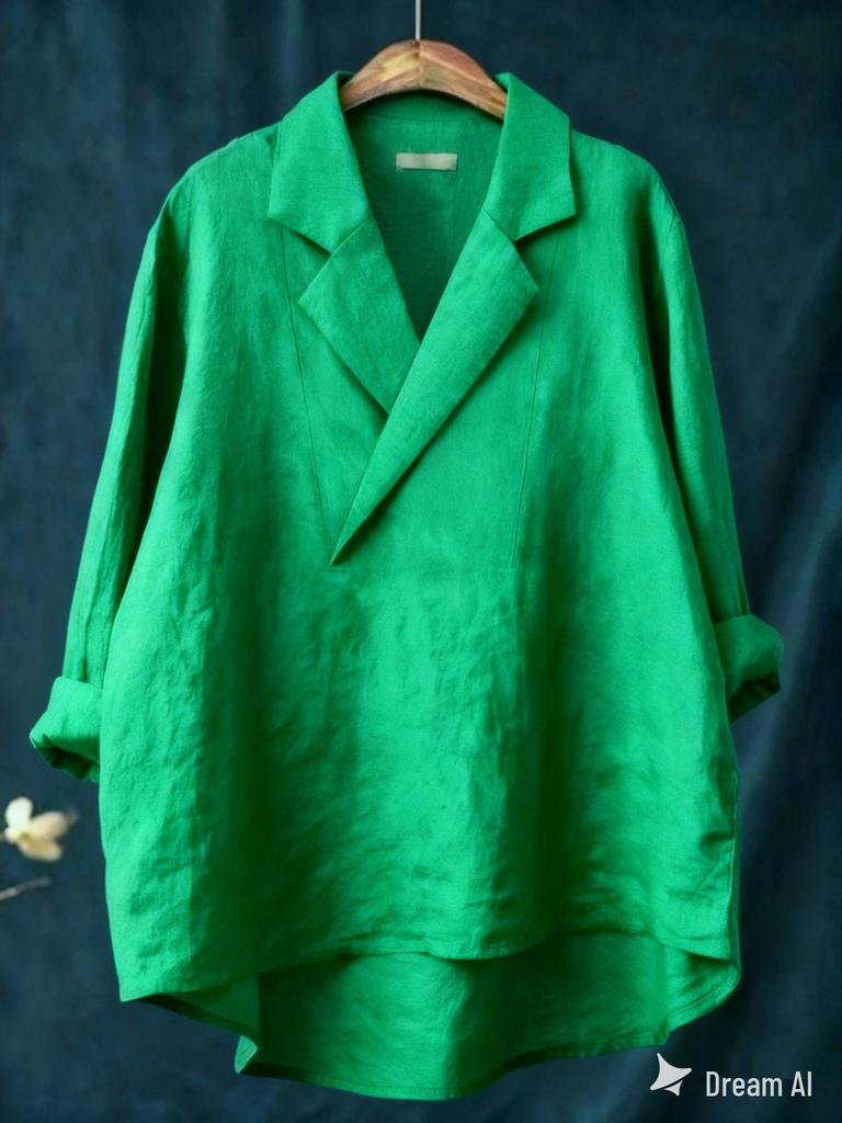 2025 Trendy European & American Women's Solid Suit Collar Shirt for Spring & Summer