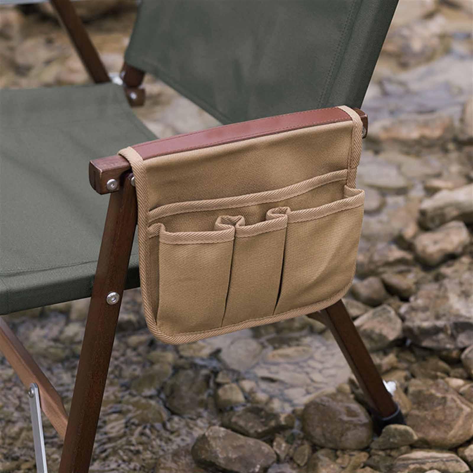 

Camping Chair Armrest Storage Bag Hanging Side Pouch Organizer for Books Outdoor Folding Chairs Commode Chairs Magazines хаки