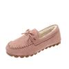 Large size women's shoes bow mother shoes women's autumn and winter new soft sole one-pedal flat heel velvet warm pregnant women's single shoes