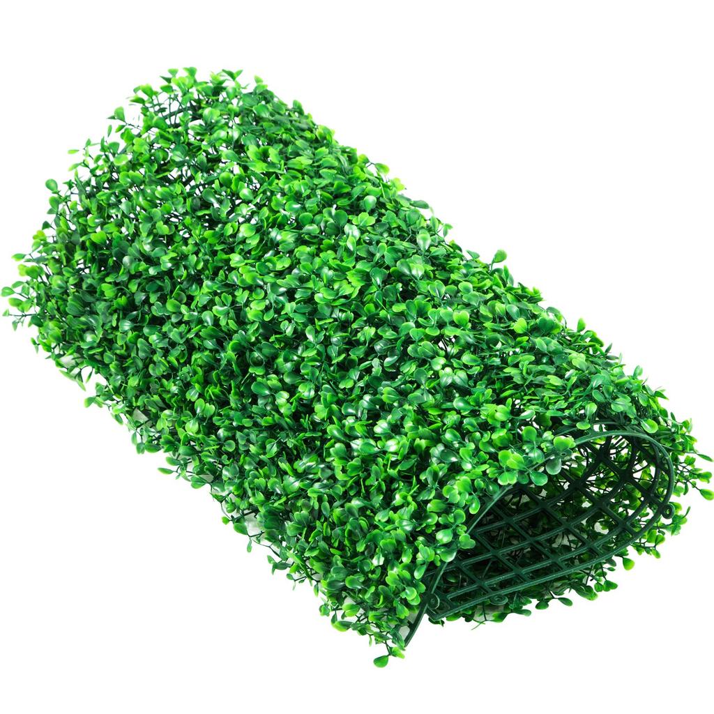 VEVOR Artificial Boxwood Panel UV 24PCS Boxwood Hedge Wall Panels Artificial Grass Backdrop Wall 10"x10" 4 Cm Green Grass Wall Fake Hedge
