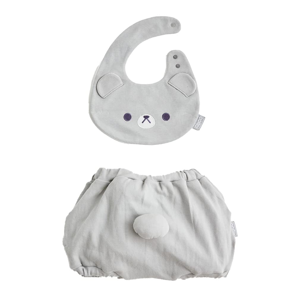 

aboo Bib Bloomer Soft Bib with Baby Animal Baby Baby Shower Machine Washable [aboo] & Set, Long-lasting, Tail, Clothes, Face, Gift, Boxed, Newborn,