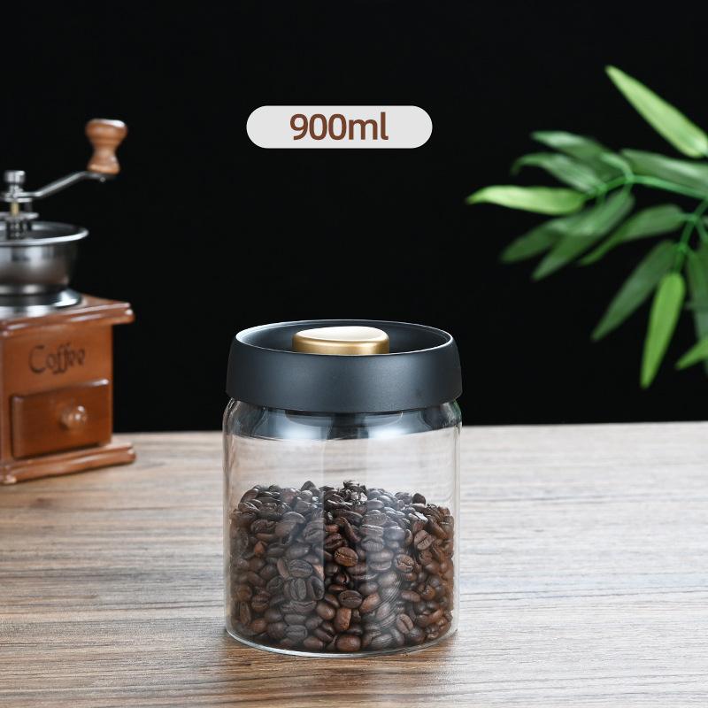 Coffee Beans Vacuum Sealed Tank Glass Sealed Jar Household Moisture-proof Air Extraction Airtight Container Household Coffee Set