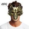 Wolfsmaske für Halloween Schwarz Gold Maske 3D PU-Schaum Mardi Gras Party Kostümzubehör Requisite Leichtes Cosplay Maskenball Kopfschmuck,