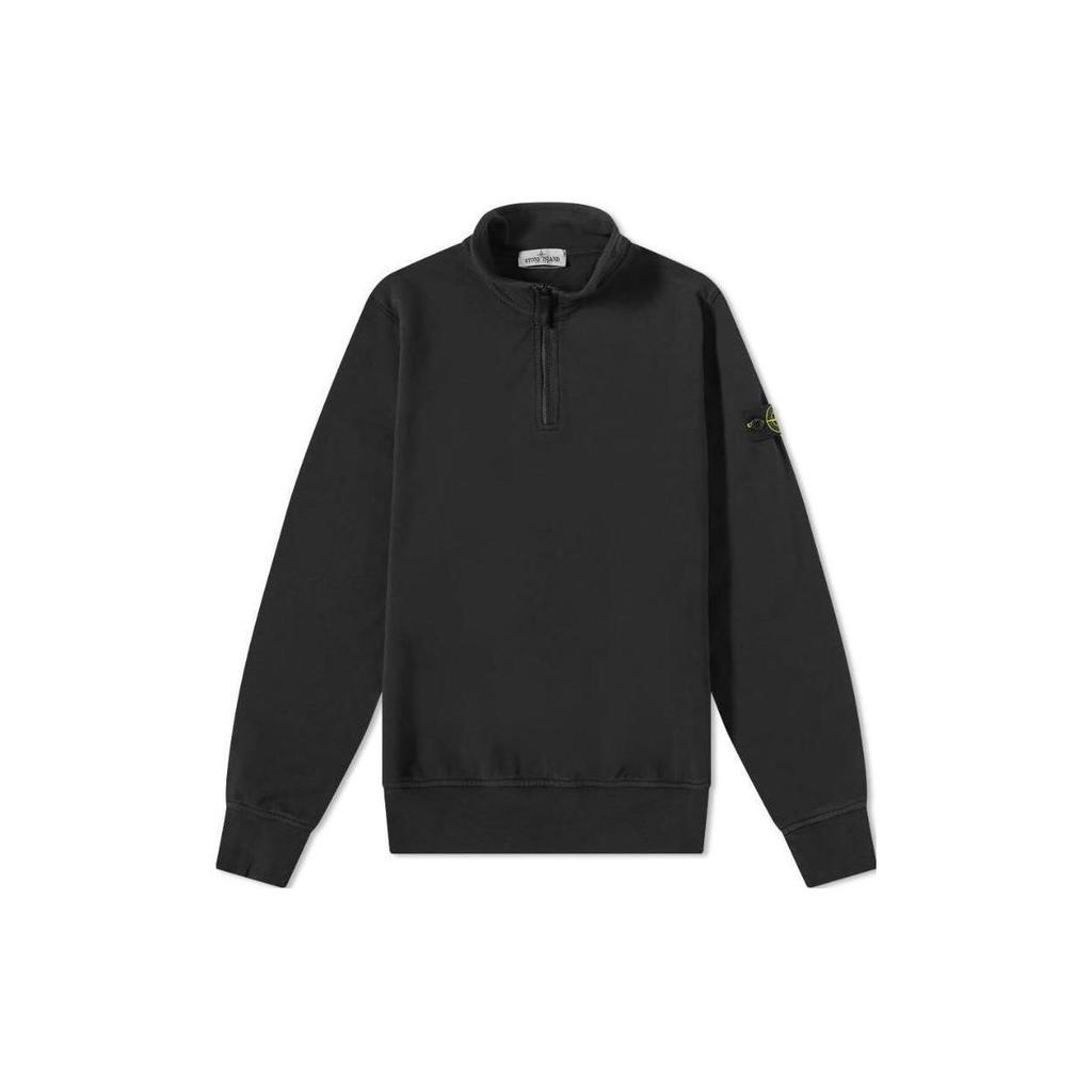 Stone Island Sweatshirt Kids Spliced Fitted Polo Collar Long Sleeve Black Kids tops 761661940-V0029