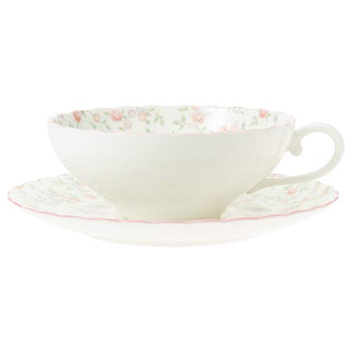 Noritake Tea Cup & Saucer, 180cc, Cutie Rose Design, Microwave-Safe, Bone China, T58043A/9940