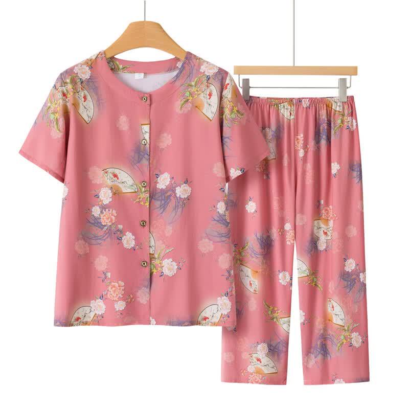 Elderly Women's Loose Summer Two-Piece Set