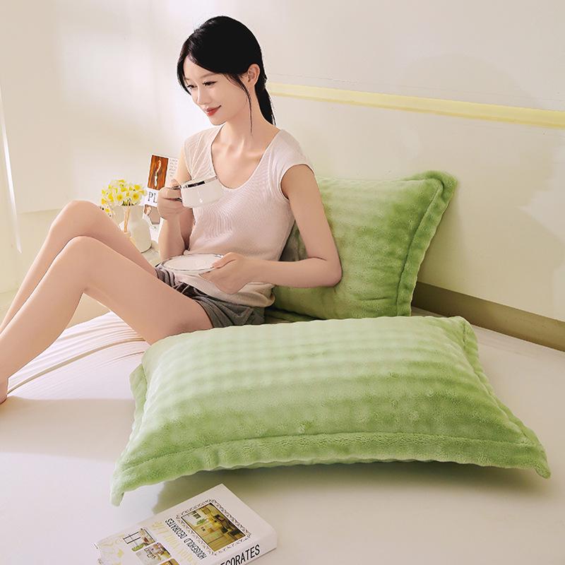 Set of 2 Thick Velvet Flannel Pillowcases - Winter Coral Fleece, Single or Double Size