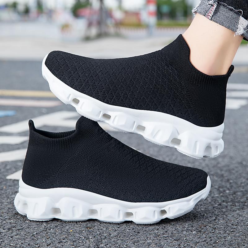 Hot Blue Socks Sneakers For Women Men Knit Breathable Slip-on Men's Running Shoes Cheap Lightweight Casual Women's Sports Shoes