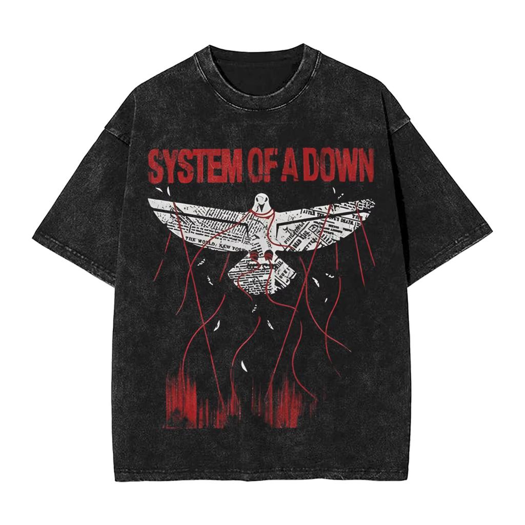 Rock Washed T Shirts Streetwear T-Shirt SYSTEM OF A DOWN SOAD Tee Shirt for Men Women 100% Cotton Harajuku Printed