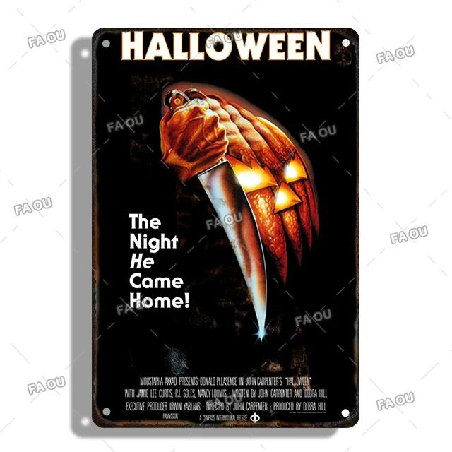 Halloween Movie Decorative Plaque Tin Metal Retro Sign Cinema Cafe Bar Decoration Poster Board Modern Home Wall Decor Aesthetic