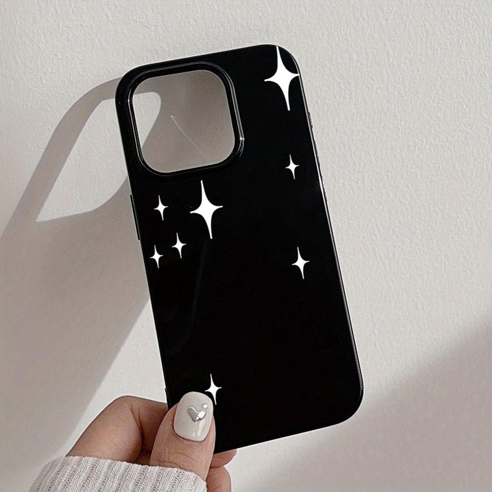 Korean Twinkling Star Pattern Soft Phone Case For iPhone 11 12 13 14 15 16 Pro Max X XR XS 7 8 Plus 16E Black Protective Cover