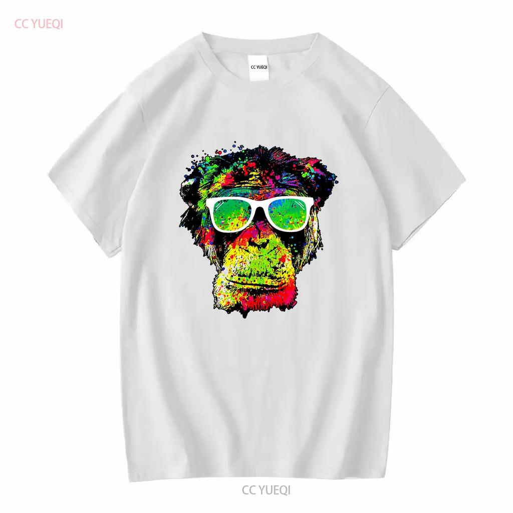 XtraFly Apparel Men's T Shirt Neon Monkey Chimp Tie Dye Ape Crewneck vintage Washed Unisex Soft designer clothes Casual