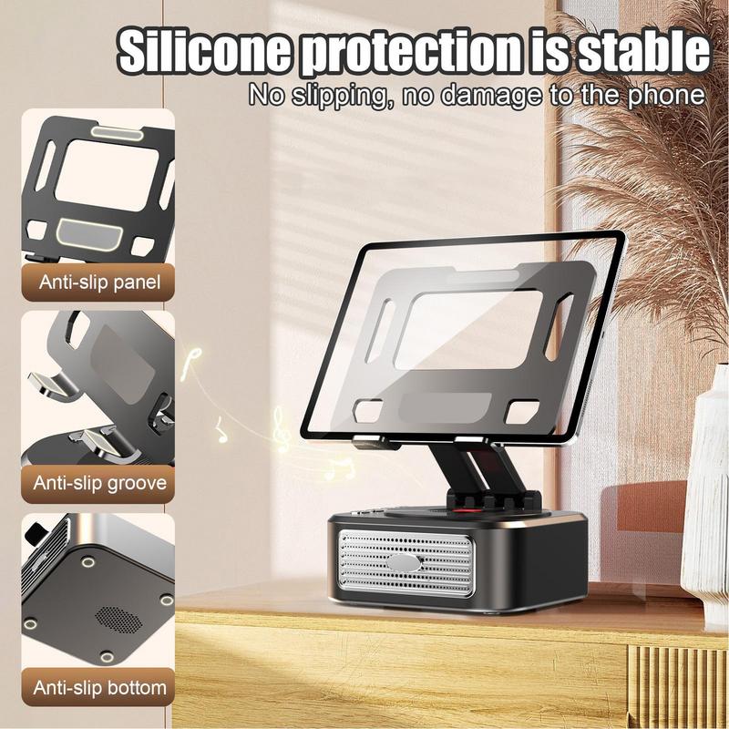 

Phone Speaker Stand Desk Tablet Stand Rotatable Foldable Phone Stand With Wireless Speaker Anti-Slip Base Stereo Surround Sound China Mainland