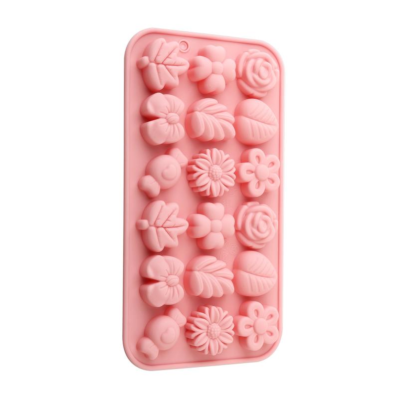 18 Cavity 3D Silicone Mold Bow Leaf Jelly Ice Pudding Soap Mold Fondant Chocolate Cake Decorations Baking Tool