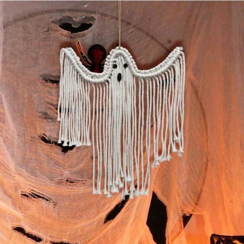 1PC Halloween Decorations Handwoven Wall Hangings Halloween Party Halloween Costumes White Ghost Ghost Decorations