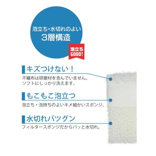 Ohe Kitchen Sponge, Size: Approx. 8.2cm x 12.3cm x 3.7cm, White, SU, Soft, Poodle, Dog, Foaming, Drains Water Quickly, 3-Layer Construction, Antibacte