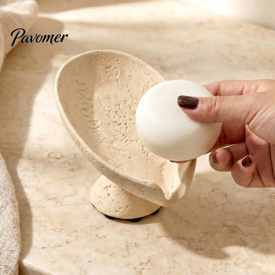 Elegant Soap Dish Lotus Leaf Holder, Self Draining Box, Nordic Style Decorative Container, for Home Bathroom Countertop Modern Container