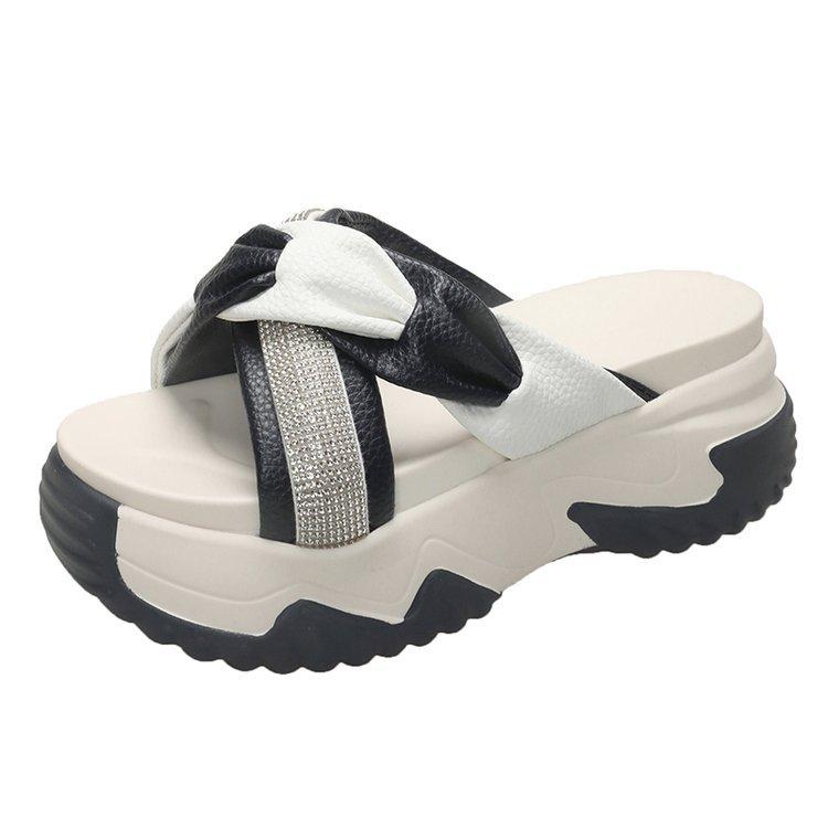 

Muffin platform slippers women s summer wear 2025 new Korean version height increase versatile casual word beach sandals 40 синий