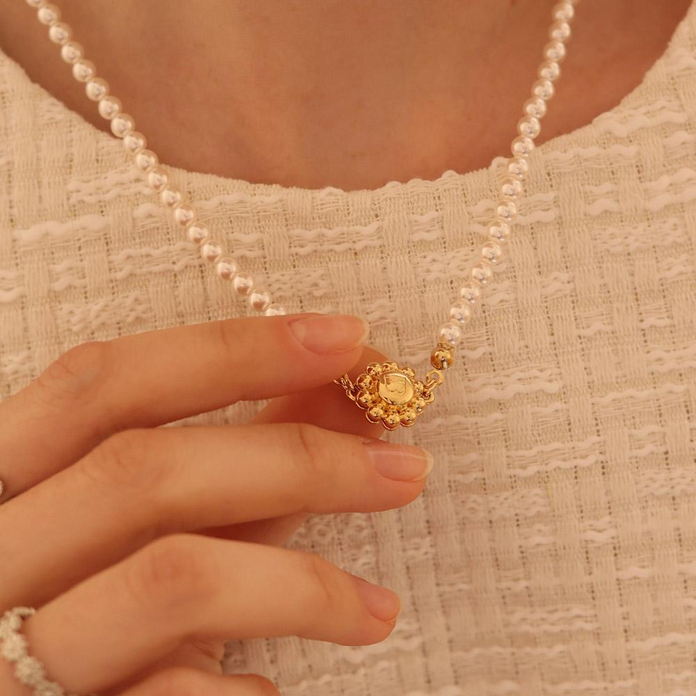 Dana Burton [Magnetic One-Touch] Valerie Necklace_4Mm Pearl