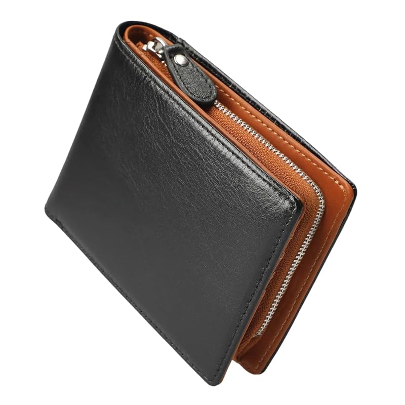 

[Eterglam] [Etergram] wallet men s bifold bi-fold genuine leather compact wallet large capacity folding business fastener (Black (outside) - Brown