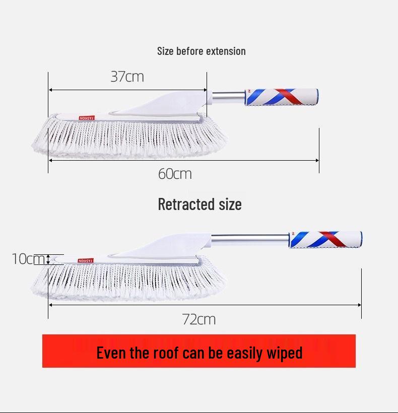 Telescopic Lint-Free Car Cleaning Mop with Soft Bristles
